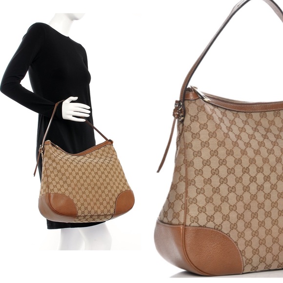 BIG HOBO GUCCI Bree Original GG Canvas Hobo Bag, Tan/Browns - Picture 10 of 13